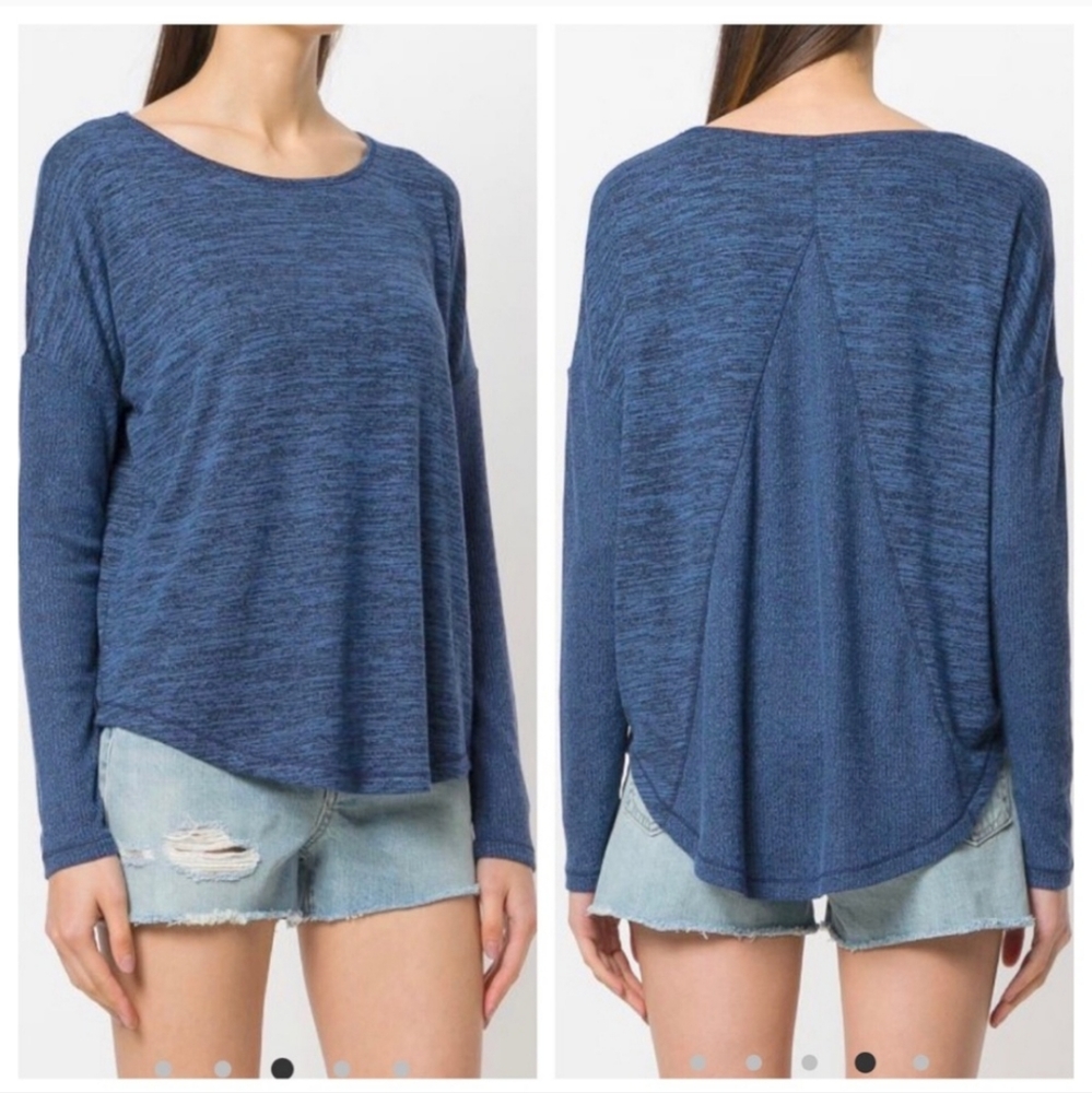 Rag & Bone Amelie Relaxed Long Sleeve Ribbed Tee in Blue